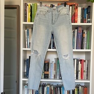 LOFT Light Blue Distressed Ankle Jeans